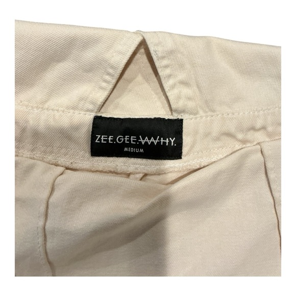 ZEE.GEE.WHY. Beige Cotton Overall Shorts Women’s Size M Frayed Hem Romper - Picture 6 of 8